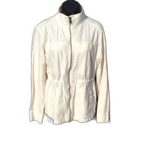 Old Navy Casual Lightweight White Linen Full Zip Field Jacket Size XS